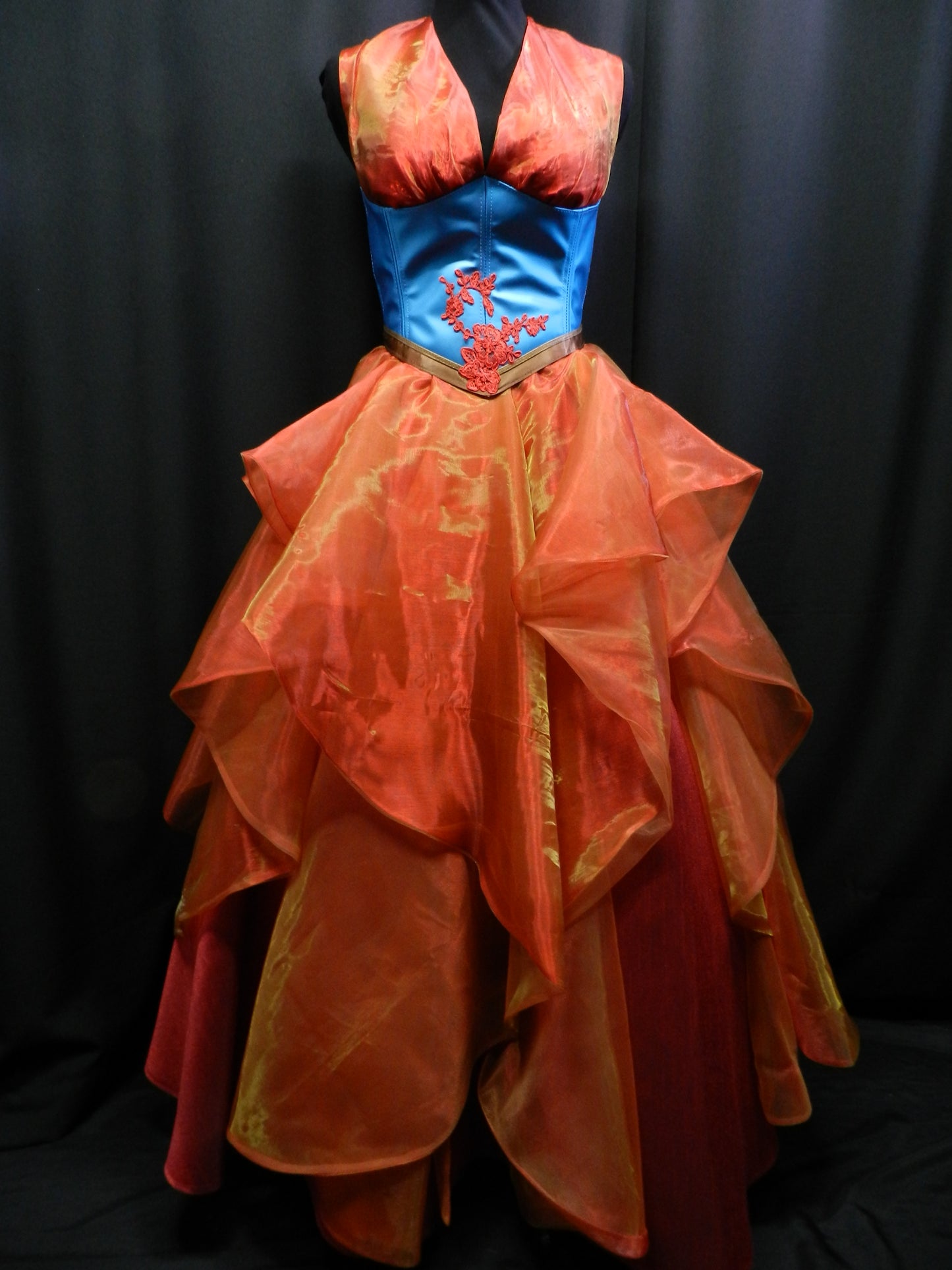 READY TO SHIP!! Fairy dress made from organza and real leather for wedding, prom bal, ren faire
