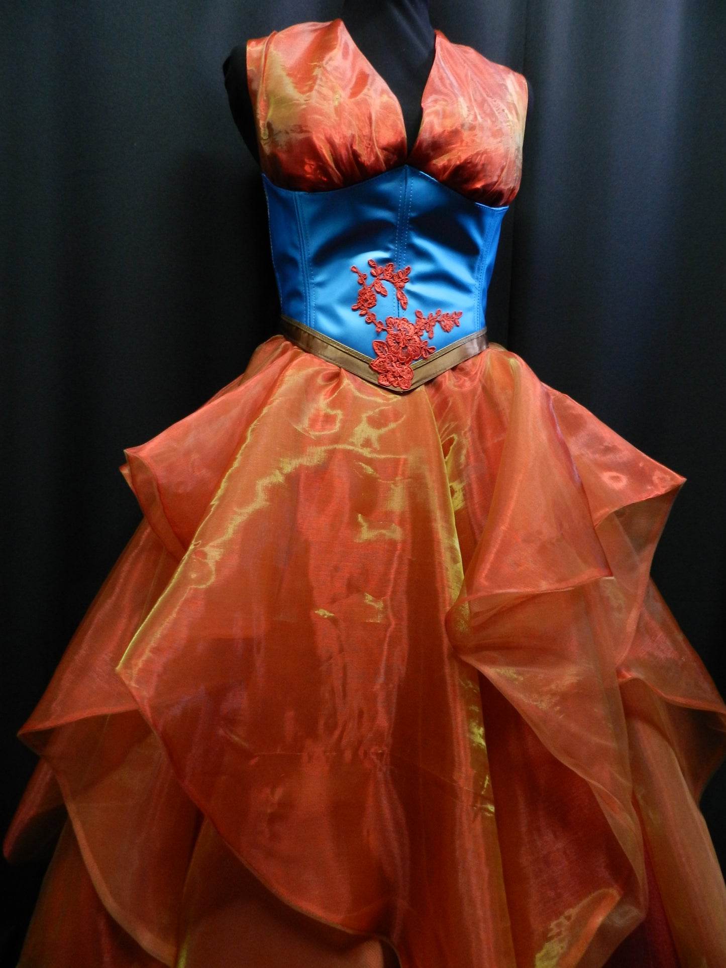 READY TO SHIP!! Fairy dress made from organza and real leather for wedding, prom bal, ren faire