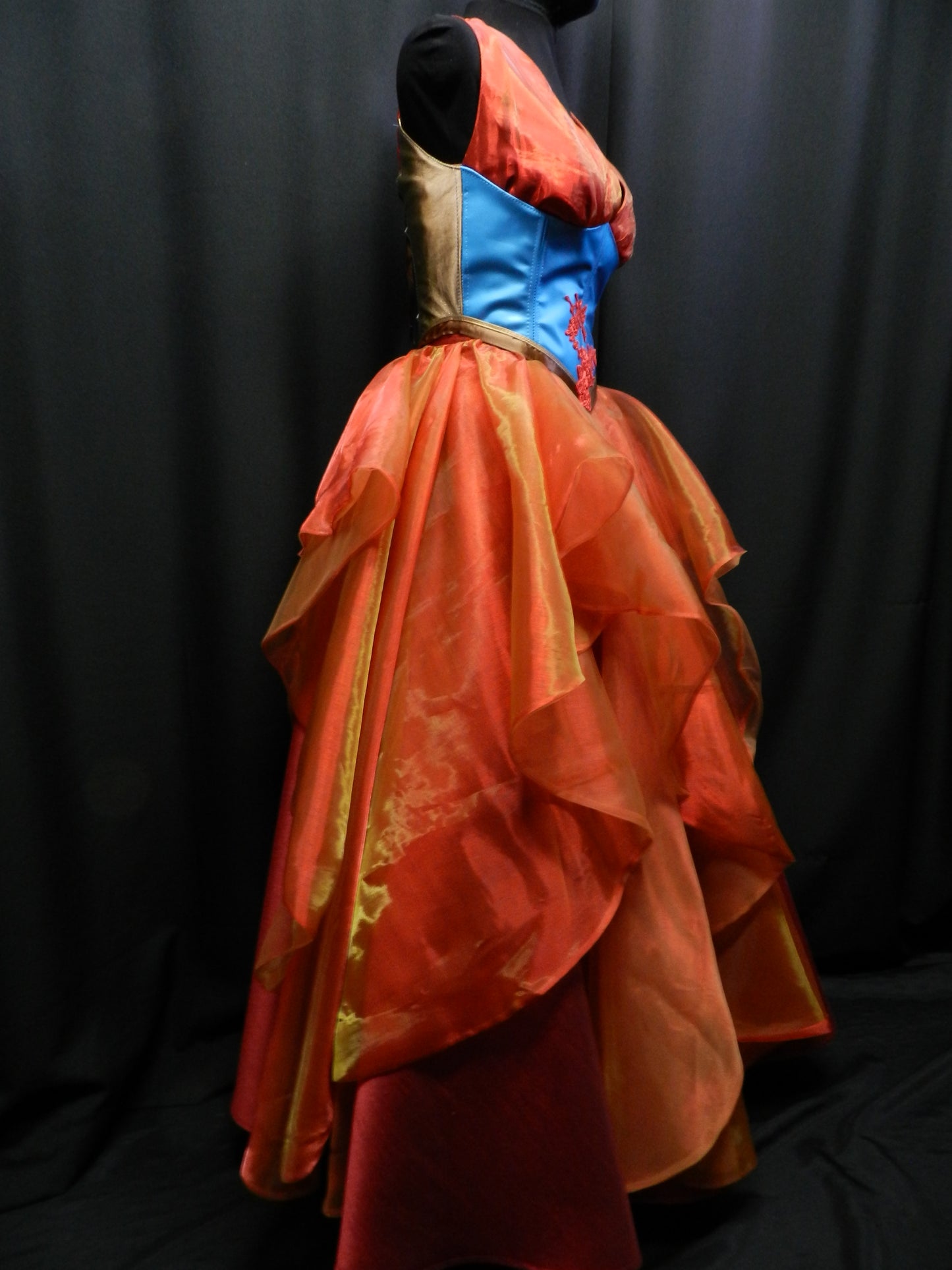 READY TO SHIP!! Fairy dress made from organza and real leather for wedding, prom bal, ren faire