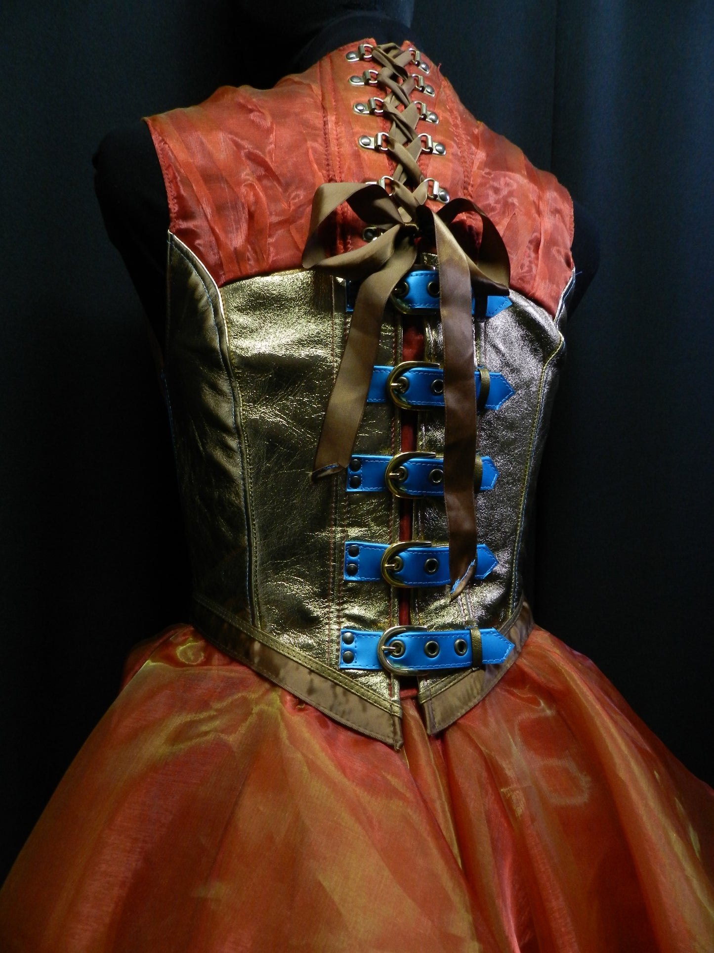 READY TO SHIP!! Fairy dress made from organza and real leather for wedding, prom bal, ren faire