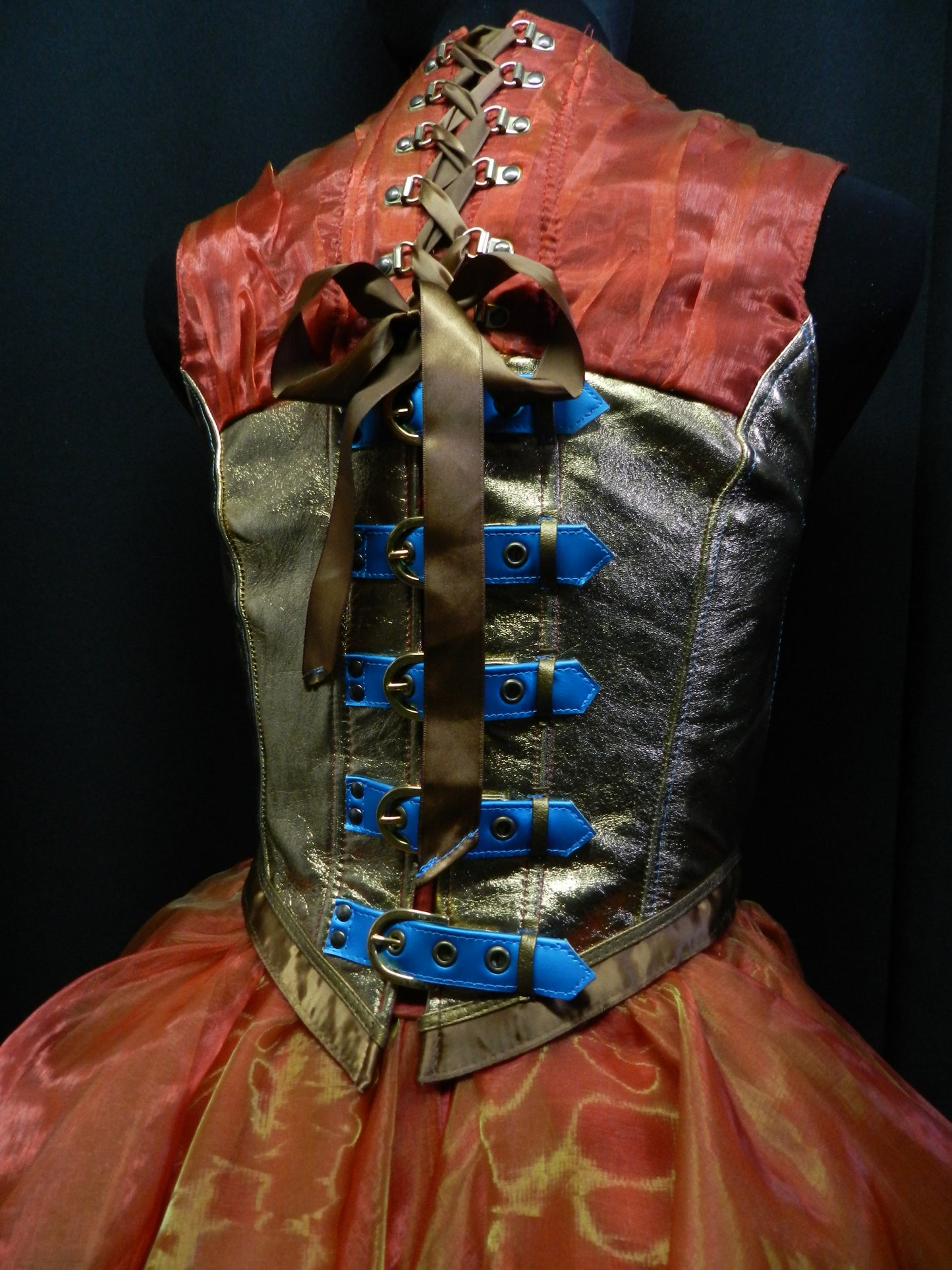 READY TO SHIP!! Fairy dress made from organza and real leather for wedding, prom bal, ren faire