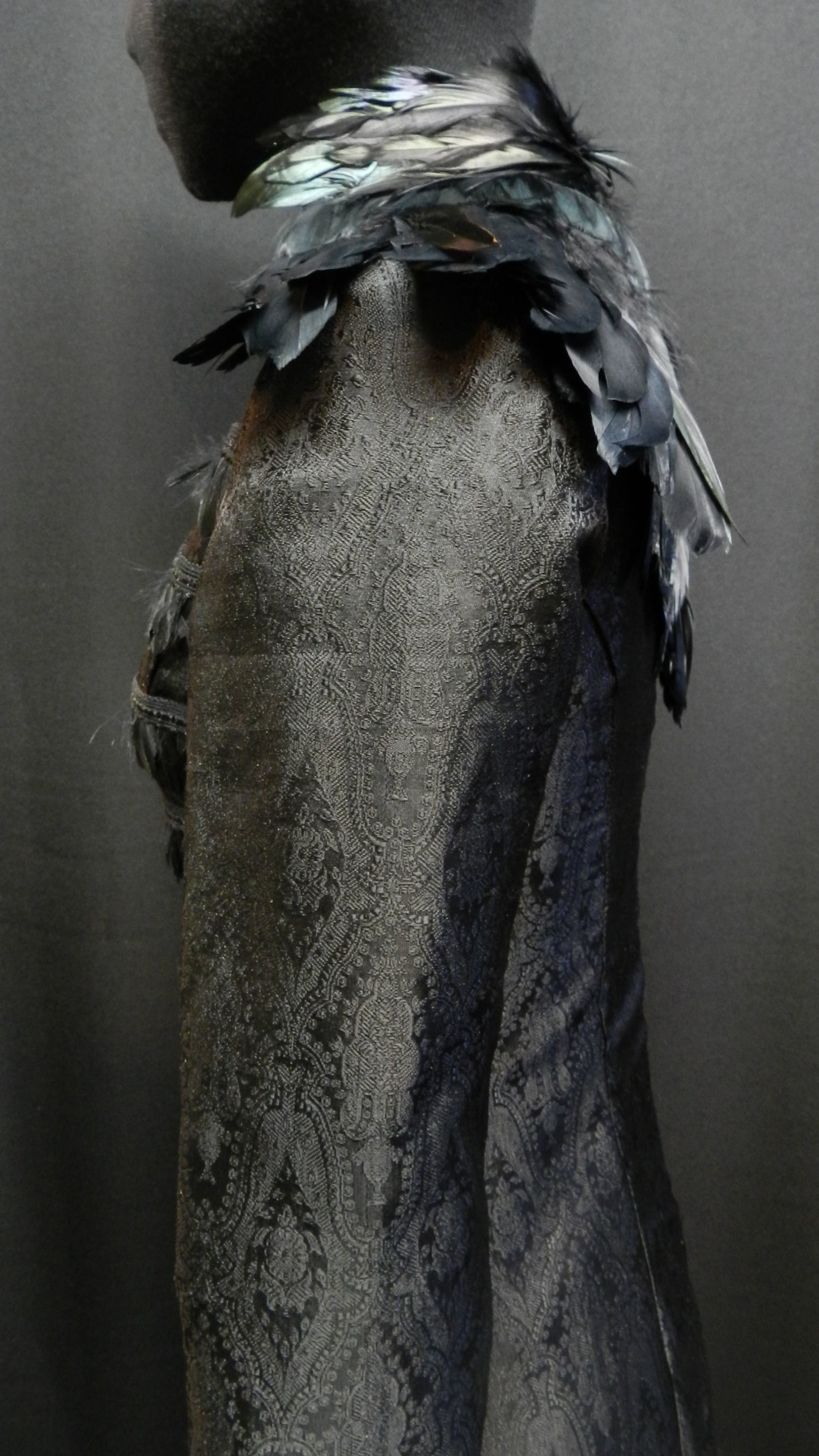 Inspired by Sansa Black Swan dress Game Of Thrones season 4 Custom Made to your size Black brocade silk feather collar