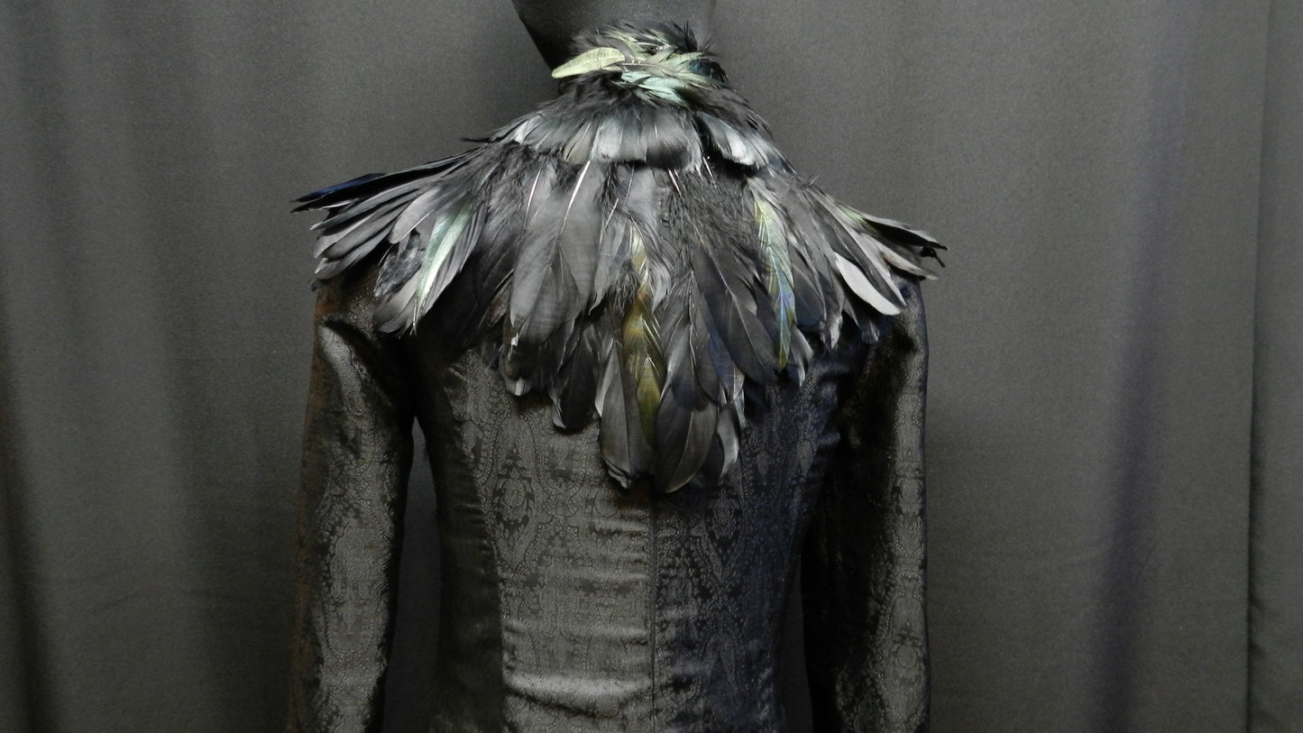 Inspired by Sansa Black Swan dress Game Of Thrones season 4 Custom Made to your size Black brocade silk feather collar