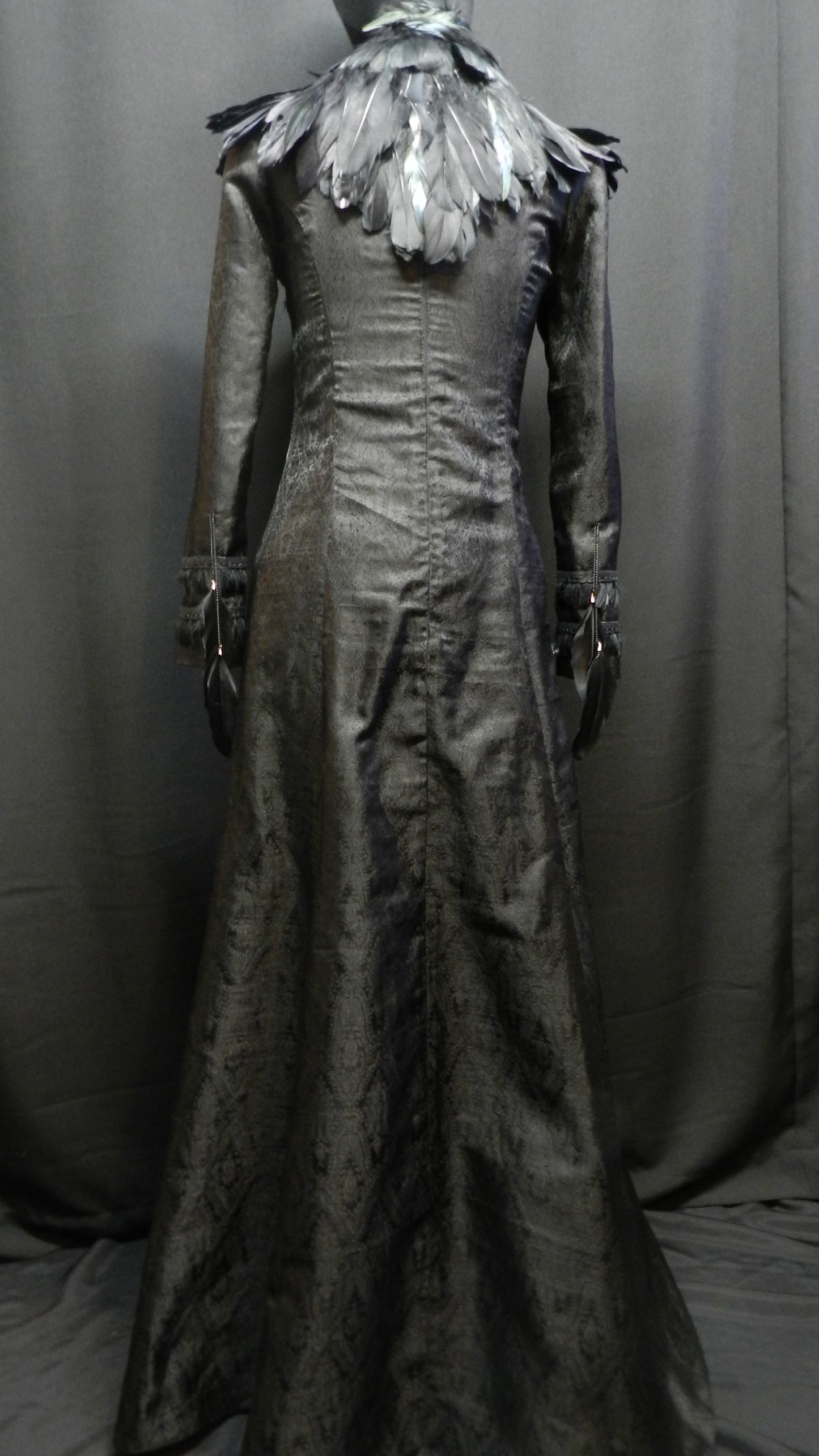 Inspired by Sansa Black Swan dress Game Of Thrones season 4 Custom Made to your size Black brocade silk feather collar