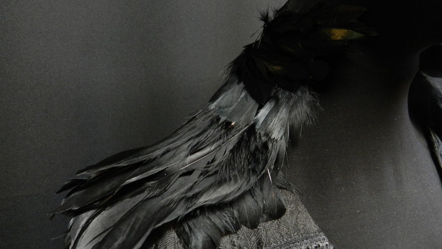 Inspired by Sansa Black Swan dress Game Of Thrones season 4 Custom Made to your size Black brocade silk feather collar