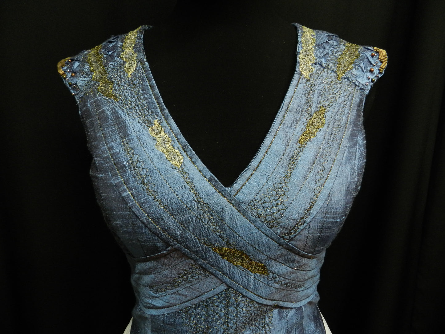 The perfect mix! Inspired by Daenerys Blue dress / white pleated skirt Game of Thrones silk Dragon scales Custom Made To your size!