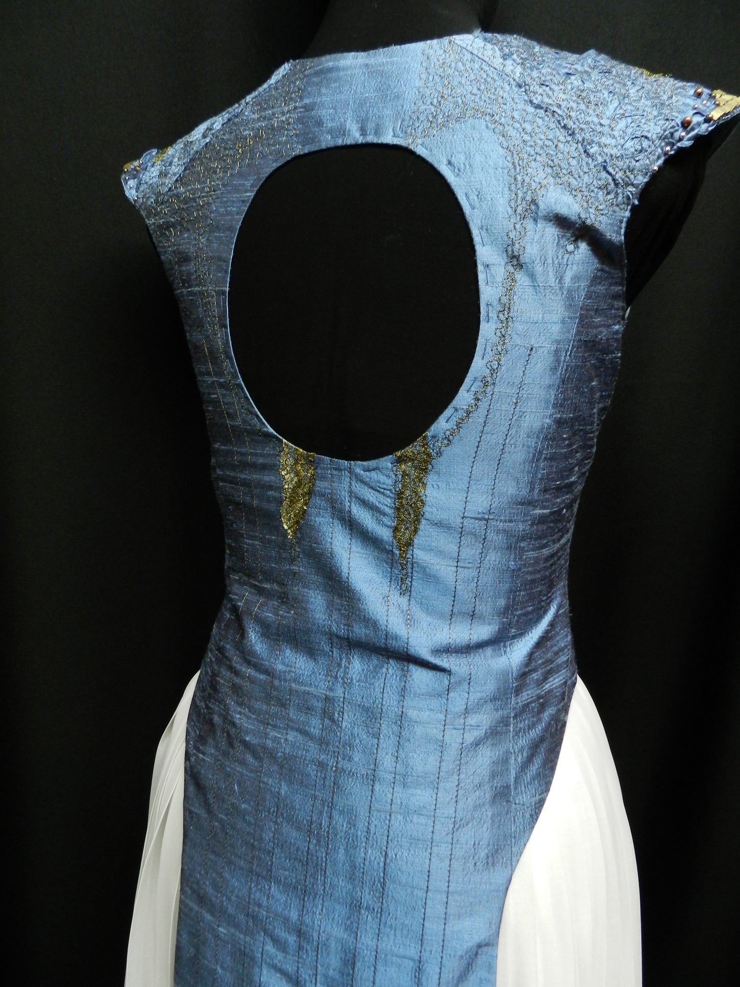 The perfect mix! Inspired by Daenerys Blue dress / white pleated skirt Game of Thrones silk Dragon scales Custom Made To your size!