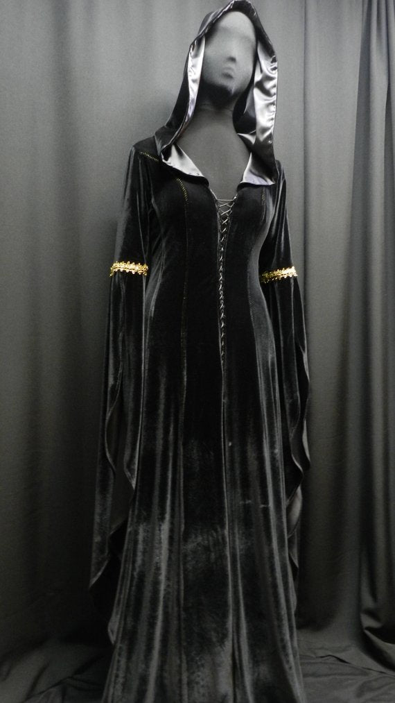 Inspired by Legend of the Seeker Kahlan's black velvet dress confessor custom made to your size!