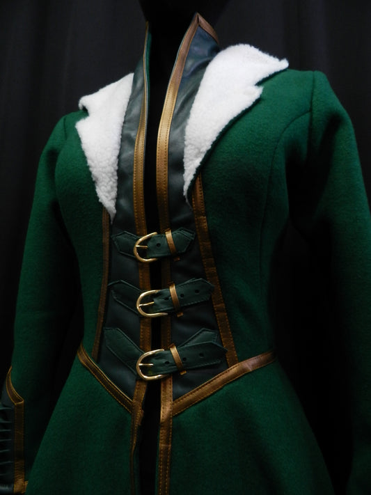 Inspired by Loki Woman wool and real leather winter jacket custom made to your size!
