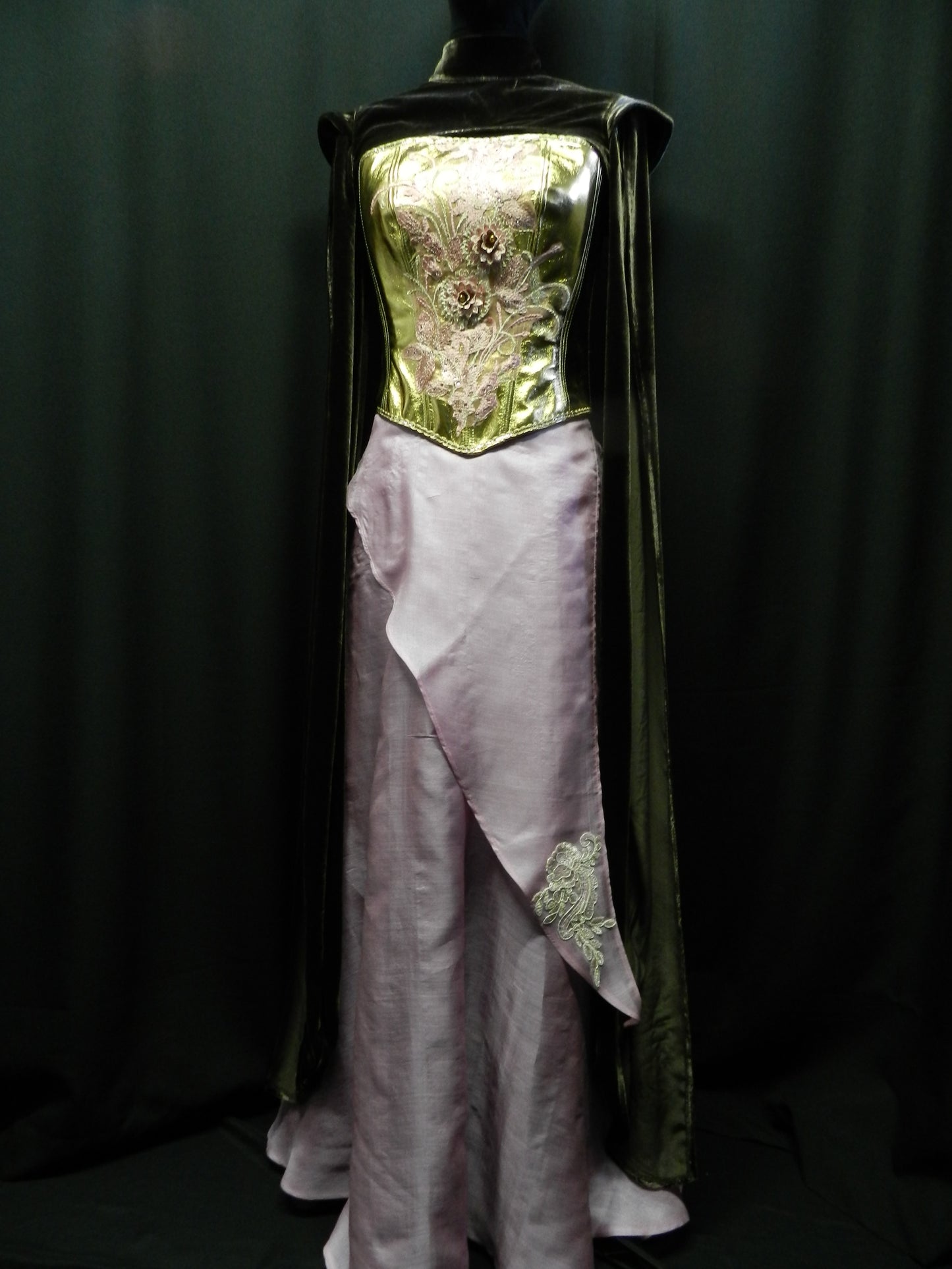 READY TO SHIP!! Medieval dress made from silk and real leather for wedding, bal, ren faire