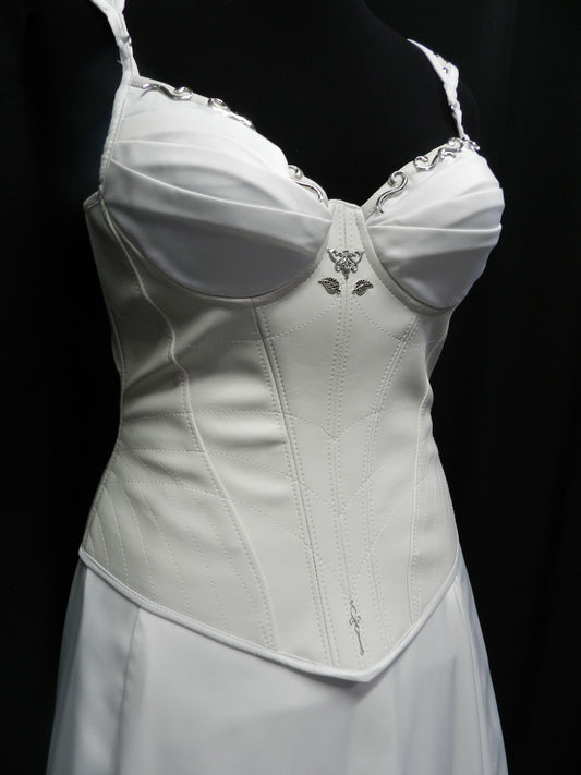 White Version! Inspired by LEGEND Of The SEEKER Kahlan's Corset Faux-leather Medieval armor bustier CUSTOM Made to your size!