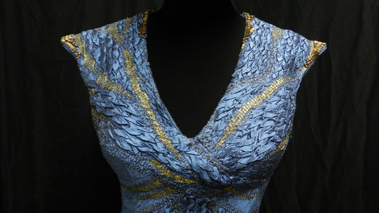 Reserved to Kate Inspired by Daenerys Targaryen Astapor Azure Blue dress Game of Thrones Custom Made 100% silk soie Dragon scale cosplay robe season 3-4