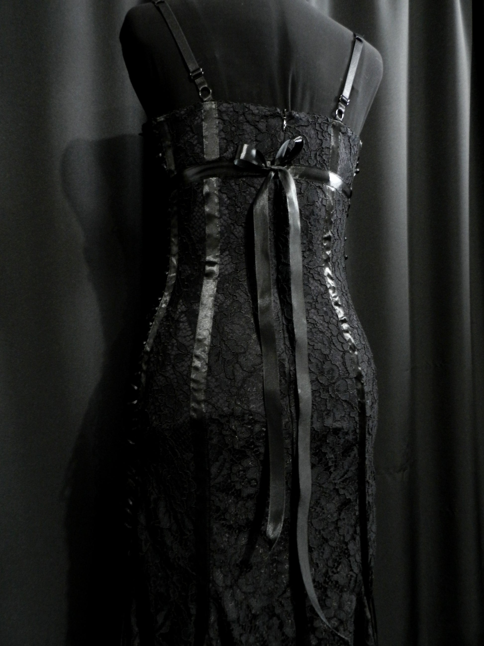 Vintage Sheer Black Lace Corset -  Canada