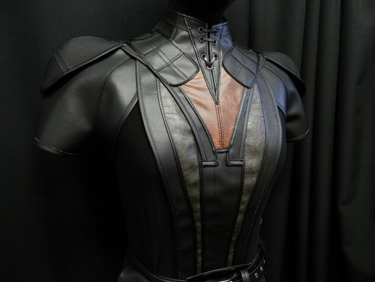 Inspired by Dark Bastila Shan's costume Star wars faux leather armor cosplay custom made to your size!