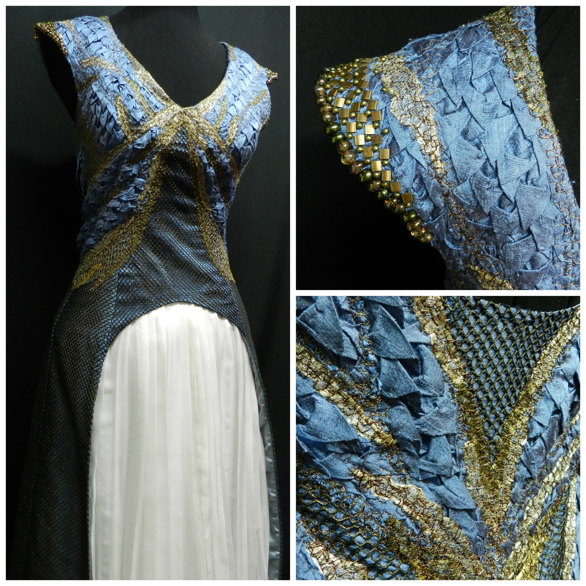daenerys blue and white dress Made to Measure! Inspired by Daenerys Targaryen's Blue Dress / White Pleated Skirt Season 4 / Dragon Scale Embroidery, Silk