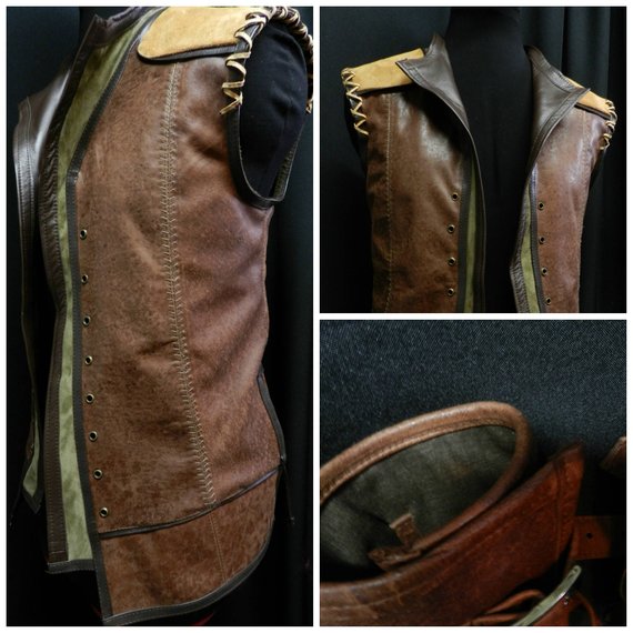 Inspired by Legend of the Seeker Richard Cypher Rahl brown kaki leather vest custom made to your size!