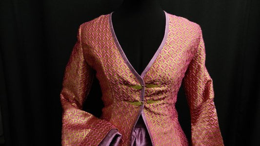 Inspired by Game of Thrones Sansa Stark pink gold brocade silk dress, purple silk skirt custom made to your size!
