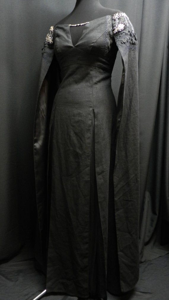 Inspired by Daenerys Targaryen Game of Thrones jet black linen dress a –  Mariecosplayshop